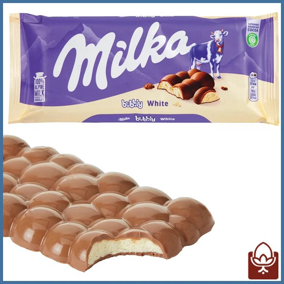 شکلات تخت سفید حبابی میلکا 100 گرمی – Milka Bubbly White