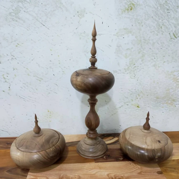 شکلات خوری پایه دار و قندان /شکلات خوری چوب گردو