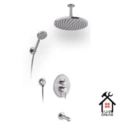 شیر حمام توکار جزیره مدل آکا تیپ A کروم مات سقفی