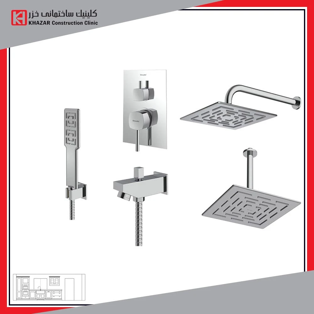 شیر شودر حمام توکار مدل رومر تیپ 4 BRASS