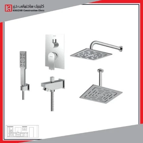 شیر شودر حمام توکار مدل رومر پلاس تیپ 4 BRASS