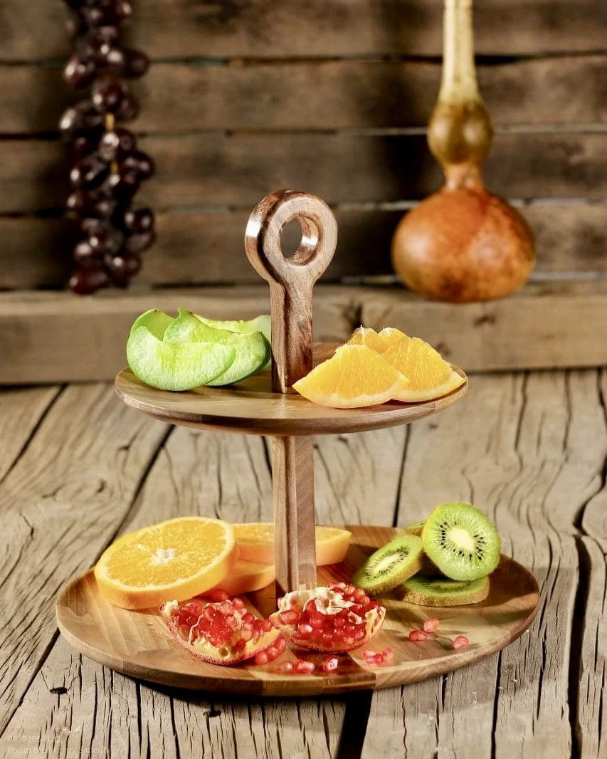 شیرینی خوری دو طبقه گرد چوبی اماهوم ROUND STAND/2
