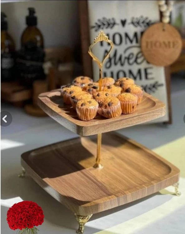 شیرینی خوری چوبی مربع