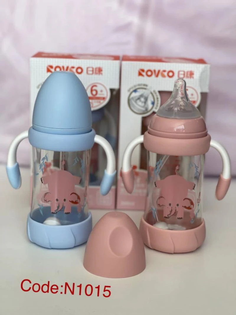 شیشه شیر رووکو 240 میل 6+ پیرکس ضربه گیر دار rovco rk.n1015