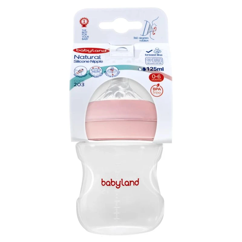 شیشه شیر طلقی pp نچرال 125 میل بی بی لند کد babyland 203