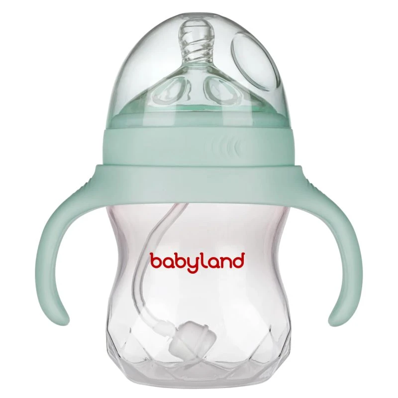شیشه شیر طلقی pp کولیک ایز 300 میل دسته دار ضد نفخ کد بی بی لند 202 babyland