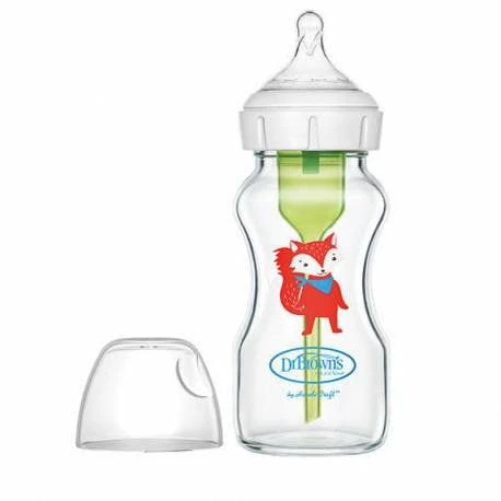 شیشه شیر عریض پیرکس طرح روباه سر شیشه 6+ براونز ۲۷۰ میلی لیتر کد wb91622-ch برند دکتر براونز Dr Brown’s