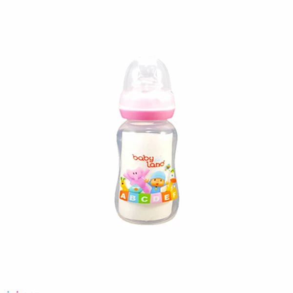 شیشه شیر کلاسیک طلقی ارتودنسی اندازه 150 میل مناسب 0 تا 6 ماه بی بی لند babyland کد 306