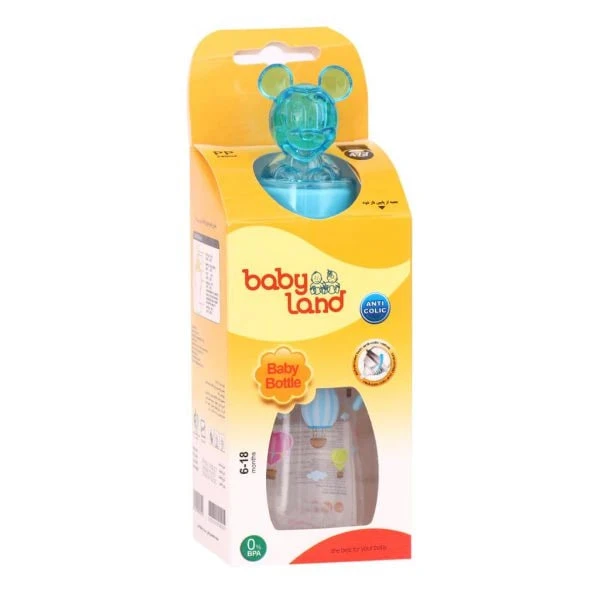 شیشه شیردسته دار کلاسیک طرح میکی موس صورتی 240 میل 6-18 ماه بی بی لند babyland کد 477