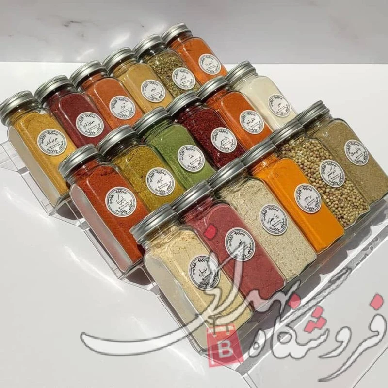 شیشه مکارتی چهار گوش سایز 1(جا ادویه مکارتی)