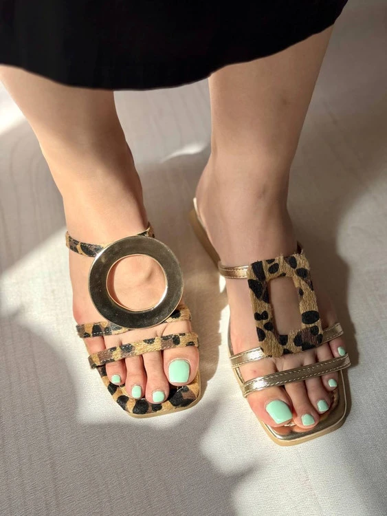 صندل زنانه مدل پلنگی تا به تا _ کد ۴۸