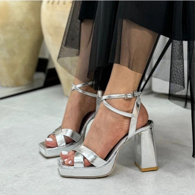 صندل لژدار ندل ضربدری مچی پاشنه ۱۰ سانتی رنگ بندی متنوع