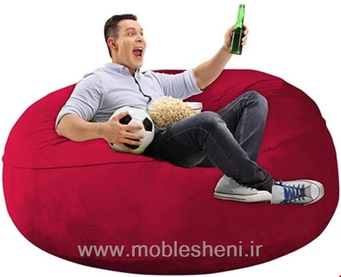 صندلی شنی الیافی. گرد باپارچه مخملی قرمز لطیف