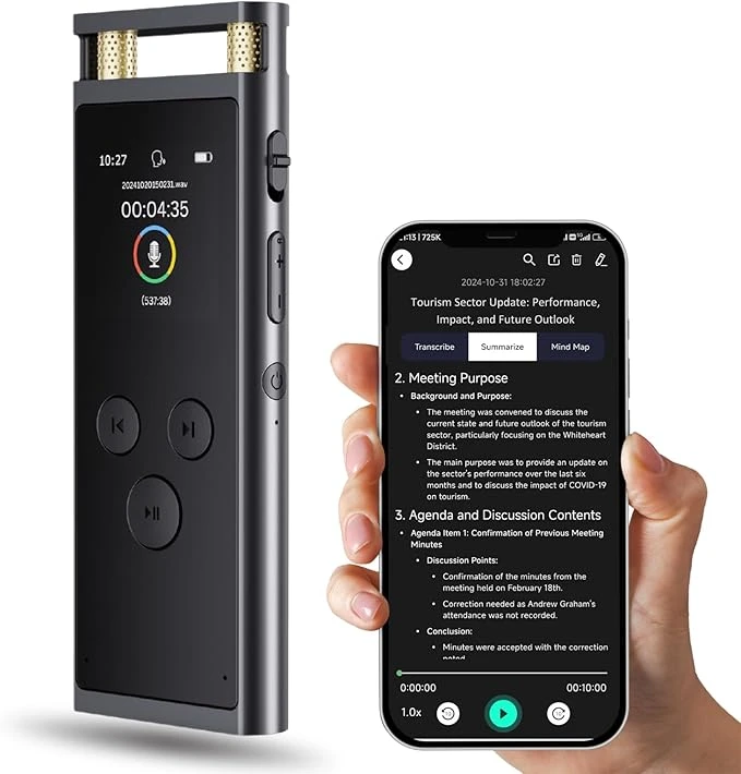 ضبط کننده صدا هوشمند Focase Rec مدل AI Voice Recorder با تبدیل گفتار به متن | آمازونیکس