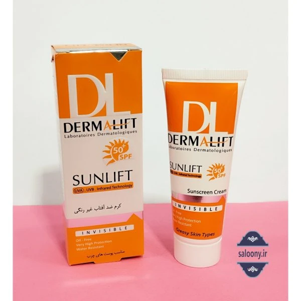 ضد آفتاب درمالیفت بی‌رنگ مناسب پوست چرب با SPF 50