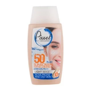 ضد آفتاب رنگی بژ طبیعی پیکسل با Spf50 مناسب پوست چرب و جوش دار و مختلط 50 میلی لیتر