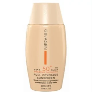 ضد آفتاب رنگی ژیناژن SPF50 شماره 01 مناسب پوست چرب و مختلط حجم 50 میلی لیتر