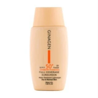 ضد آفتاب رنگی ژیناژن SPF50 شماره 02 مناسب پوست خشک و معمولی حجم 50 میلی لیتر