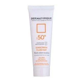 ضد آفتاب فلوئید درماتیپیک بی رنگ پوست چرب مدل Fluid Mat SPF+50 و حجم 50 میلی لیتر