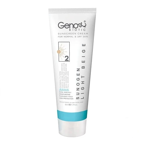 ضد آفتاب ژنو بایوتیک پوست خشک و معمولی بژ روشن SPF50