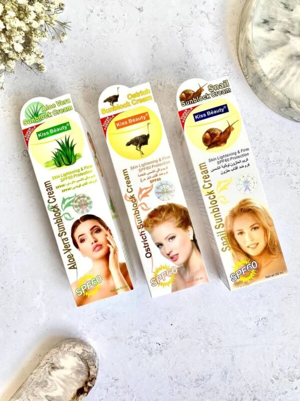 ضد آفتاب کیس بیوتی با SPF60- حاوی عصاره حلزون، شتر مرغ و آلورائه