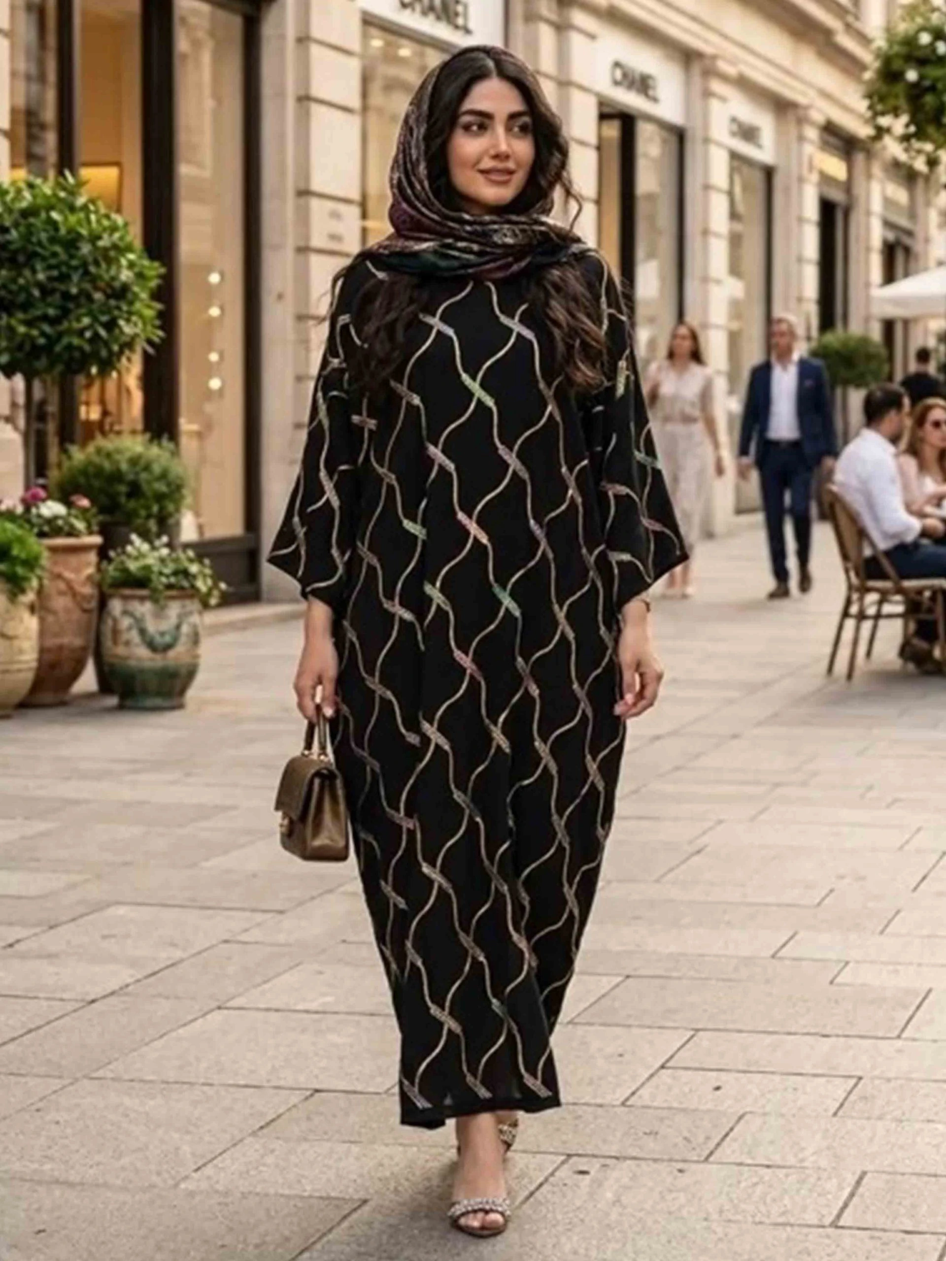 عبا زنانه مجلسی مدل گل گندم با طرح لوزی_شیکانکده