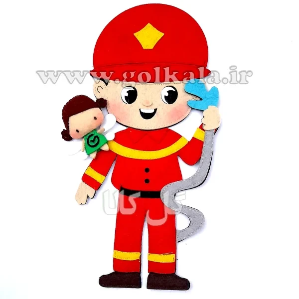 عروسک آتشنشان نمدی دیواری 🚒 آموزشی و مگنتی گل‌کالا