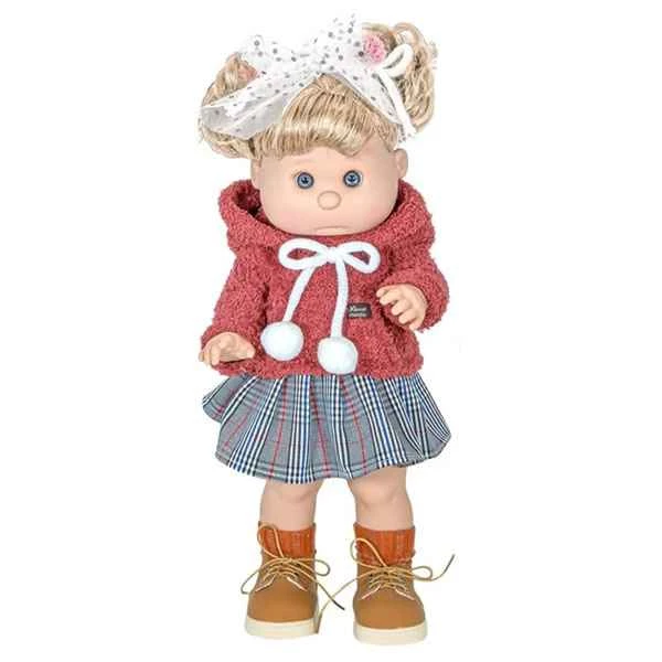 عروسک دخترانه 40 سانتیمتری هودی زرشکی کدBABY SO LOVELY QS83161