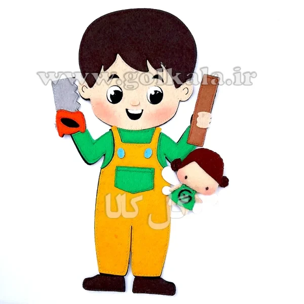 🔨 عروسک نجار نمدی دیواری | آموزشی و مگنتی گل‌کالا