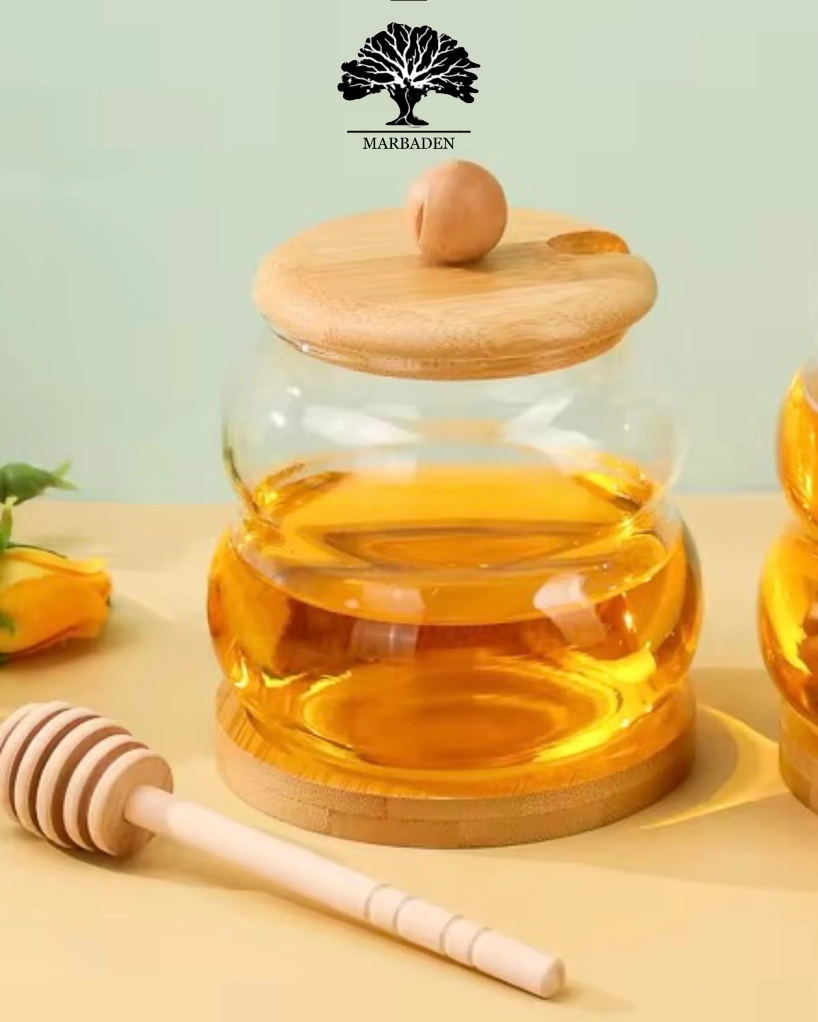 عسل خوری پیرکس توپی درب بامبو MP-1707b