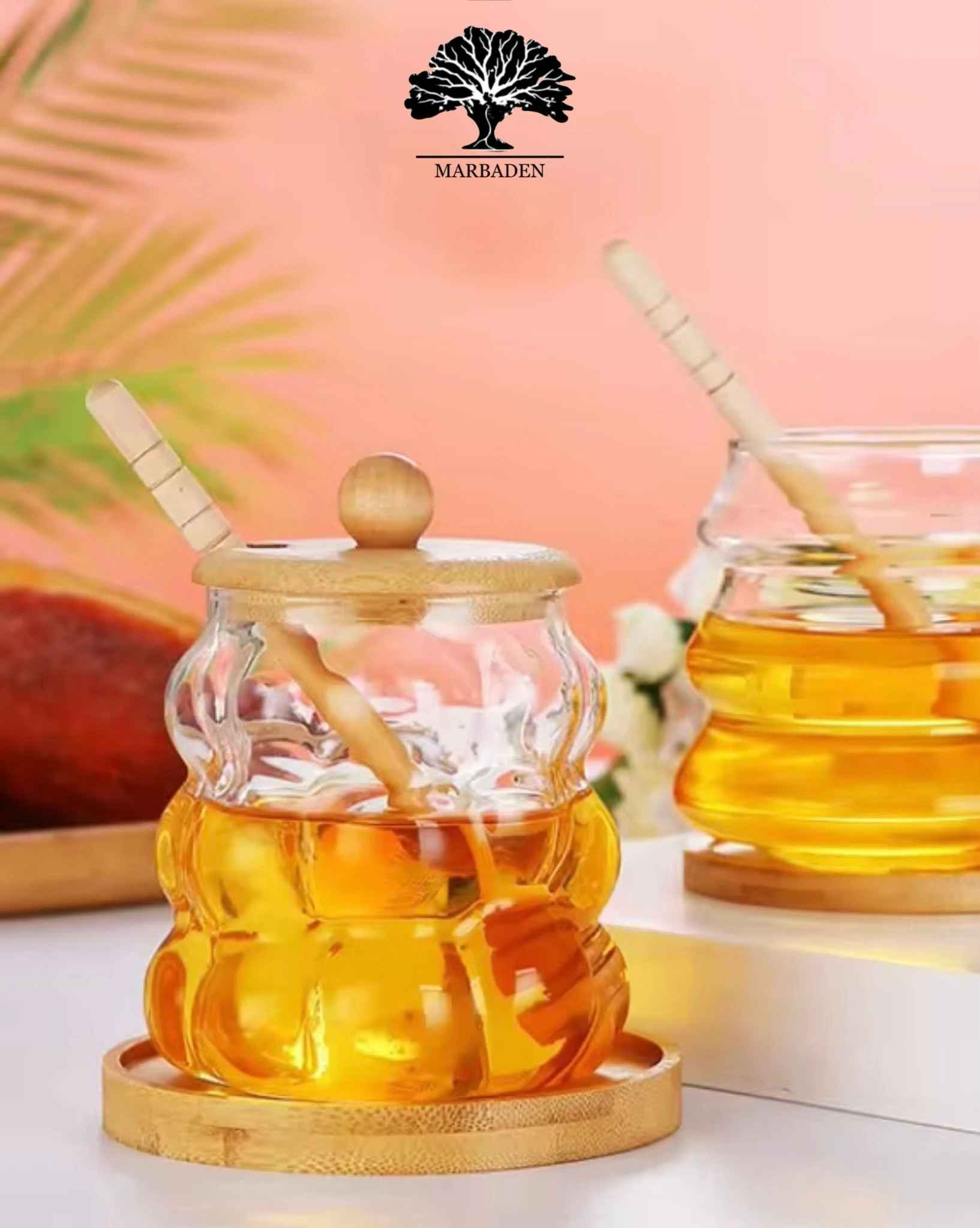 عسل خوری پیرکس سنگی درب بامبو MP-1703b