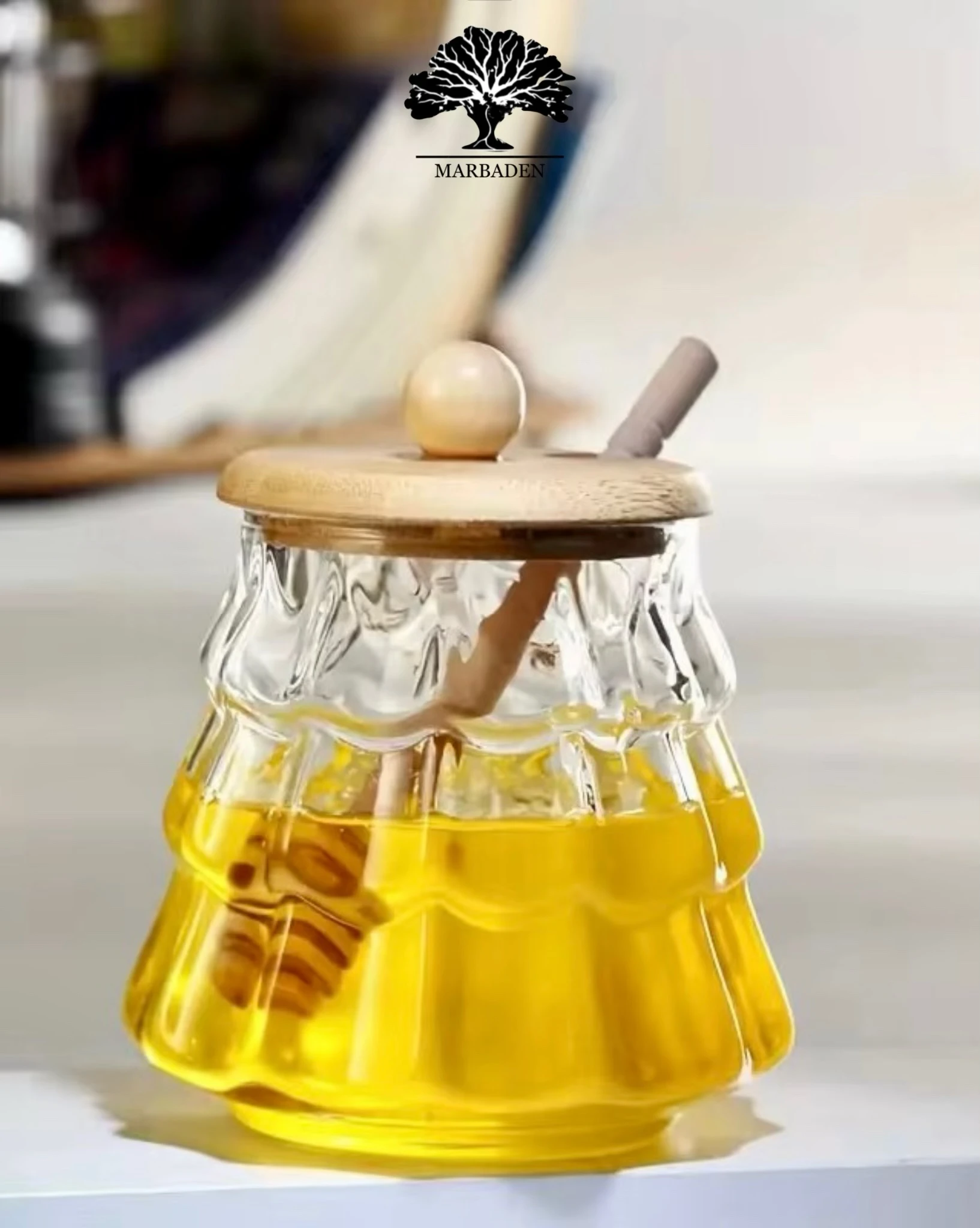 عسل خوری پیرکس کاجی درب بامبو MP-1706b