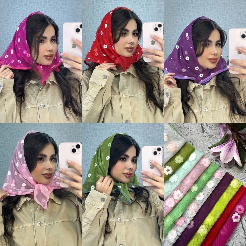 عمده مینی اسکارف تور گل سفید
