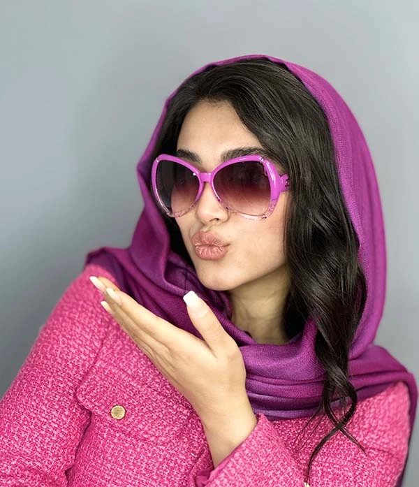 عينك افتابي CHANEL چنل صورتي زنانه كشيده يووي ٤٠٠