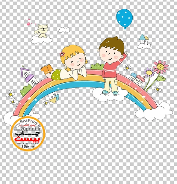 عکس با کیفیت رنگین کمان و بچه