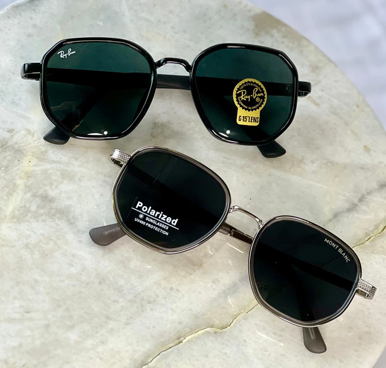 عینک آفتابی ریبن (Ray Ban) مشکی پلاریزه یونیسکس با فریم چندضلعی