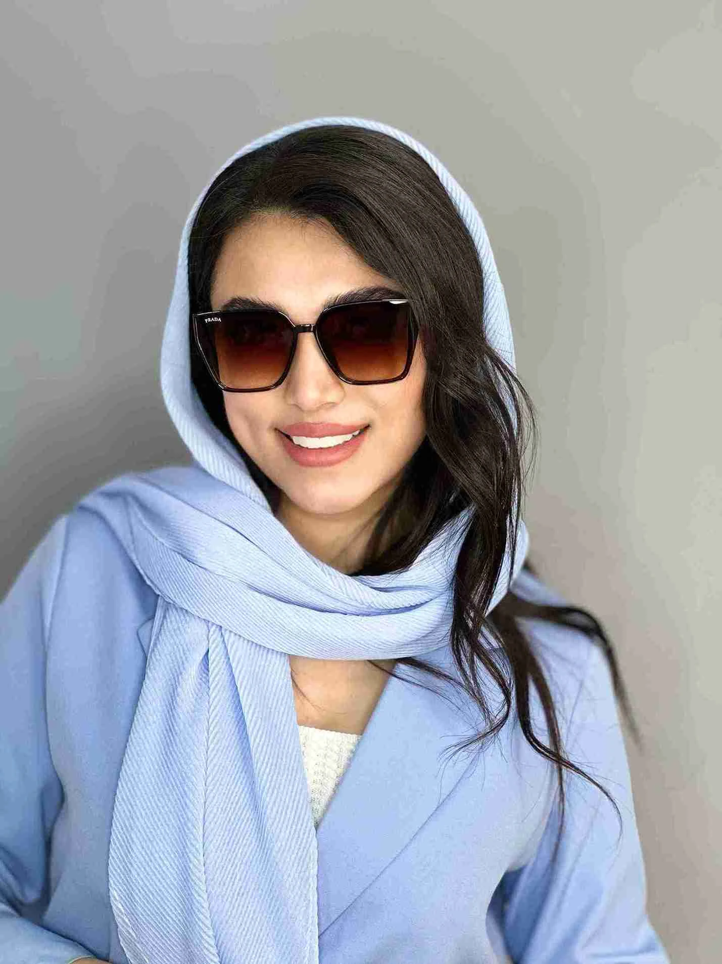 عینک افتابی زنانه prada پرادا سری جدید قهوه ای مربعی یووی۴۰۰