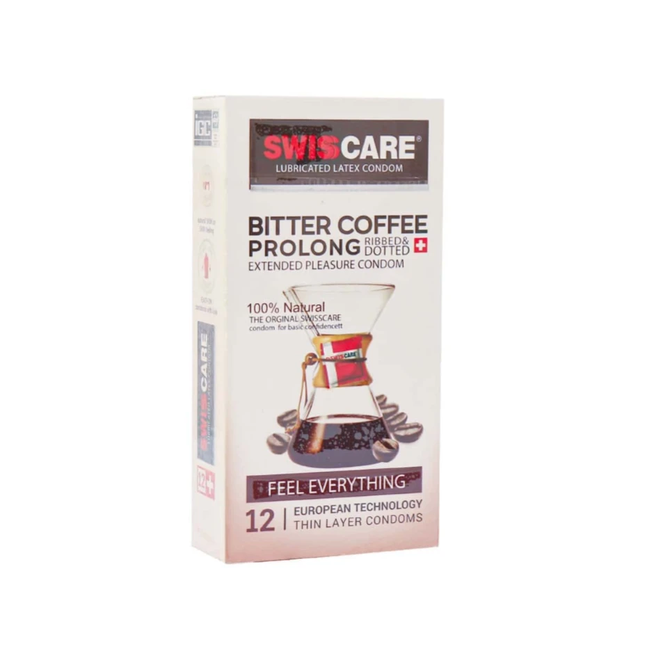 فروش عددی. /.  کاندوم خاردار و شیاردار مدل Bitter coffee Prolong سوئیس کر