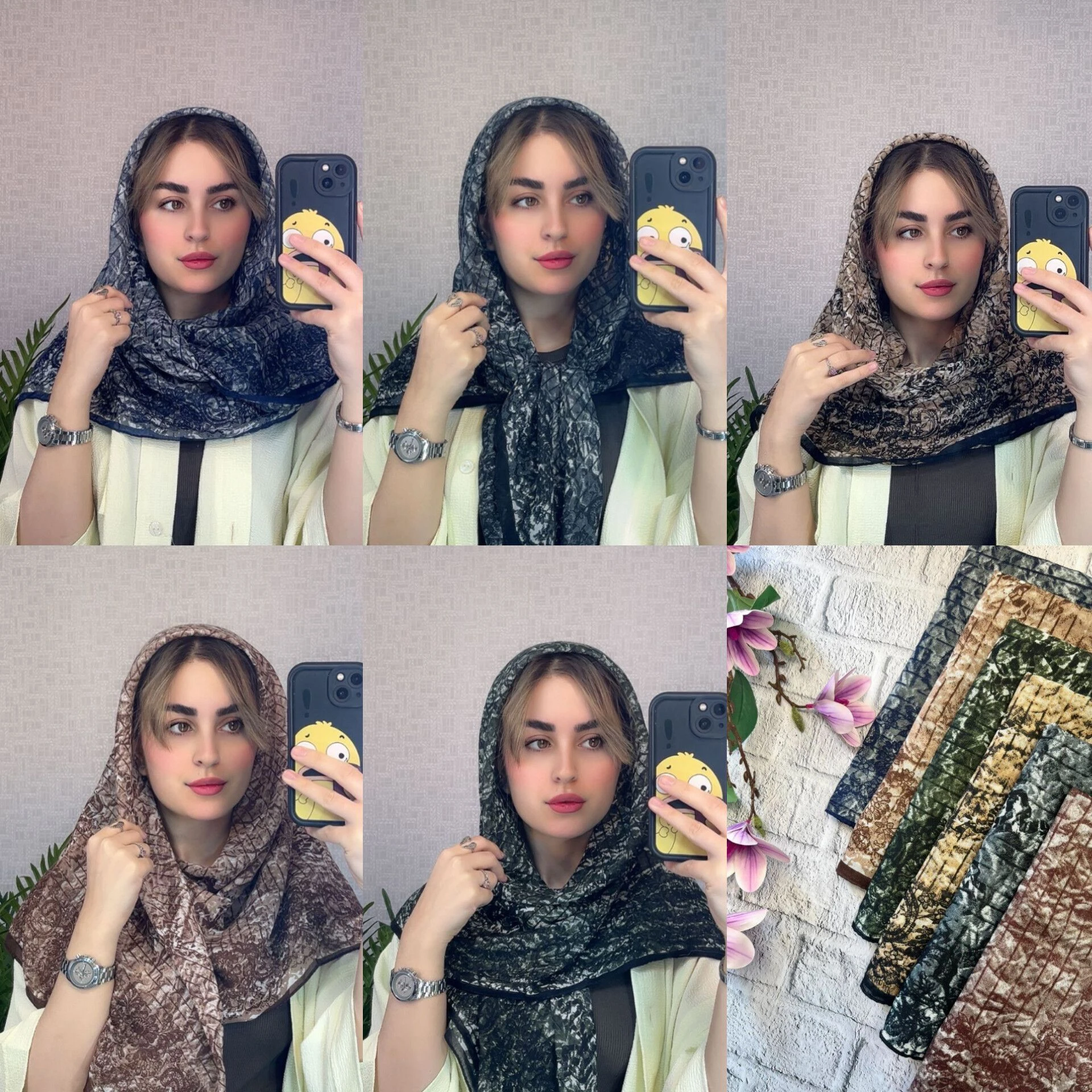 فروش عمده روسری طرحدار پک گل
