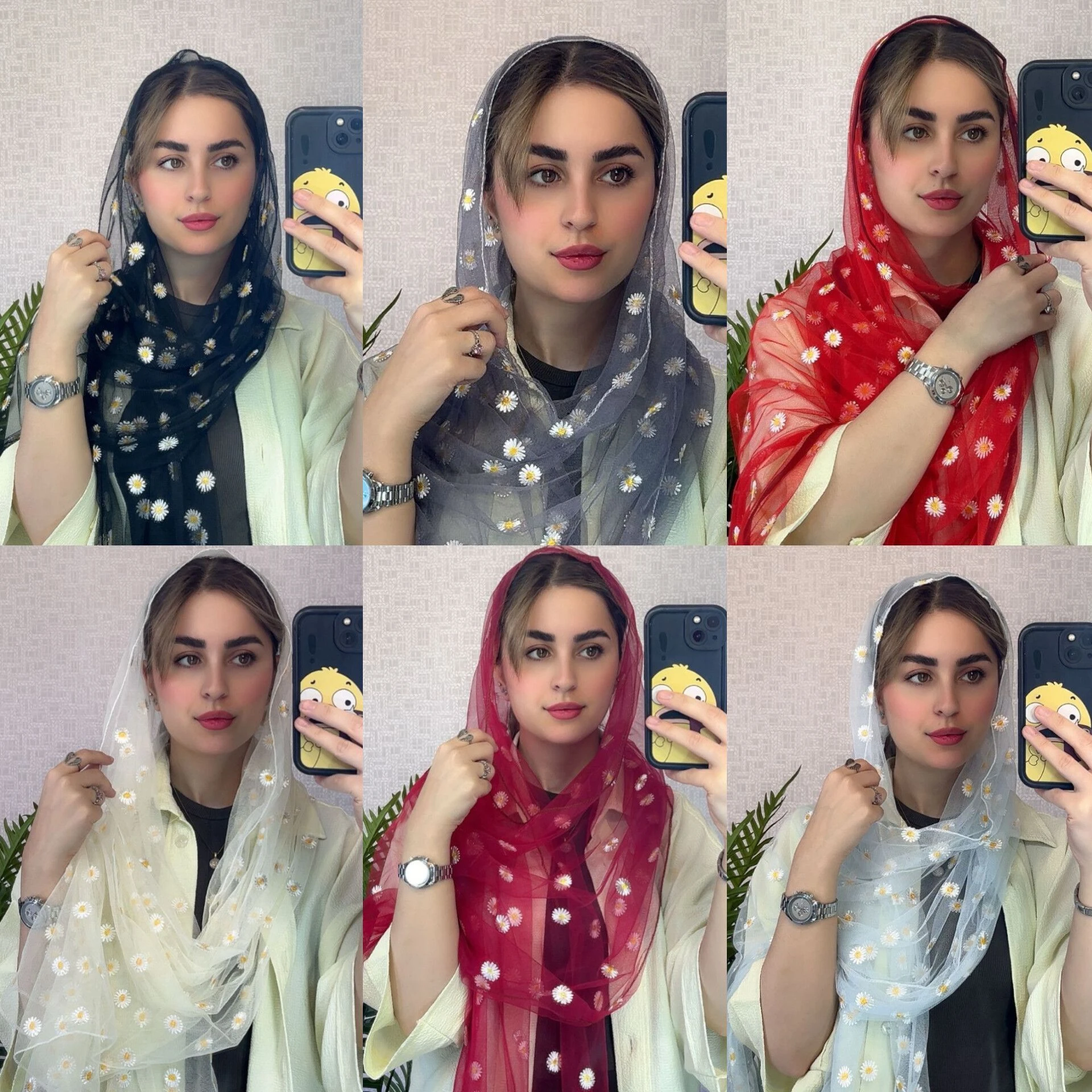 فروش عمده شال تور بابونه گلدوزی از تولیدی