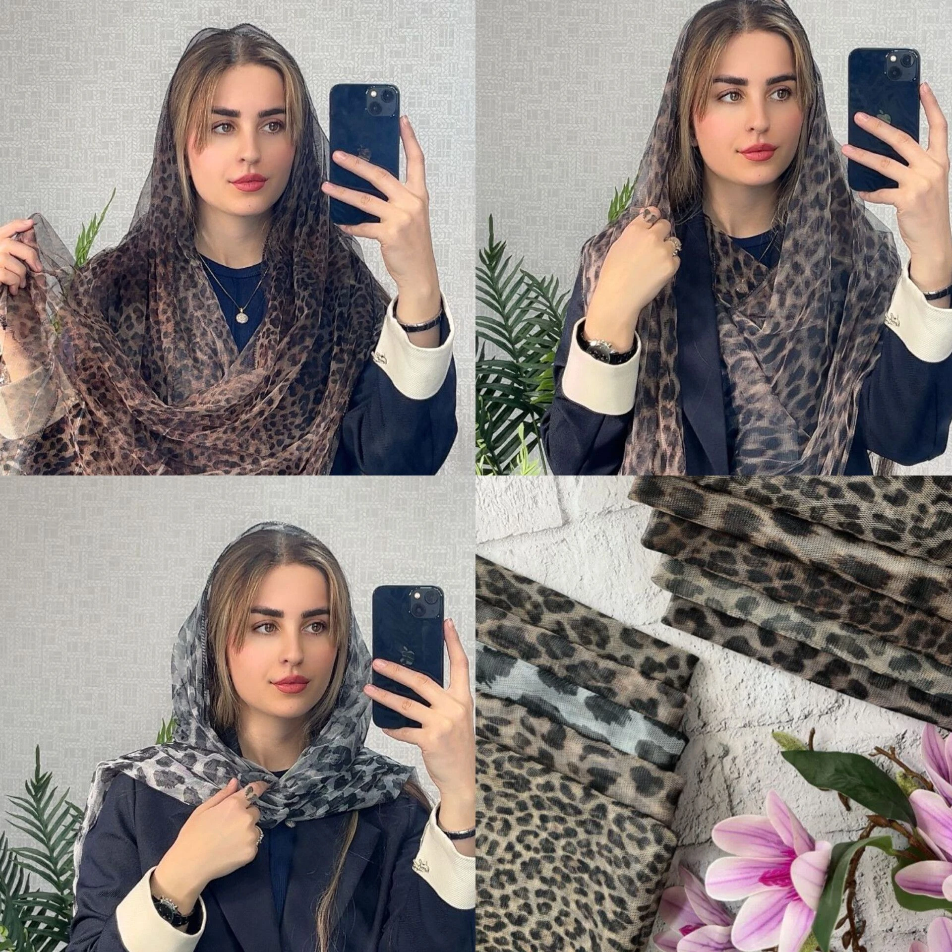 فروش عمده شال توری پلنگی از تولیدی
