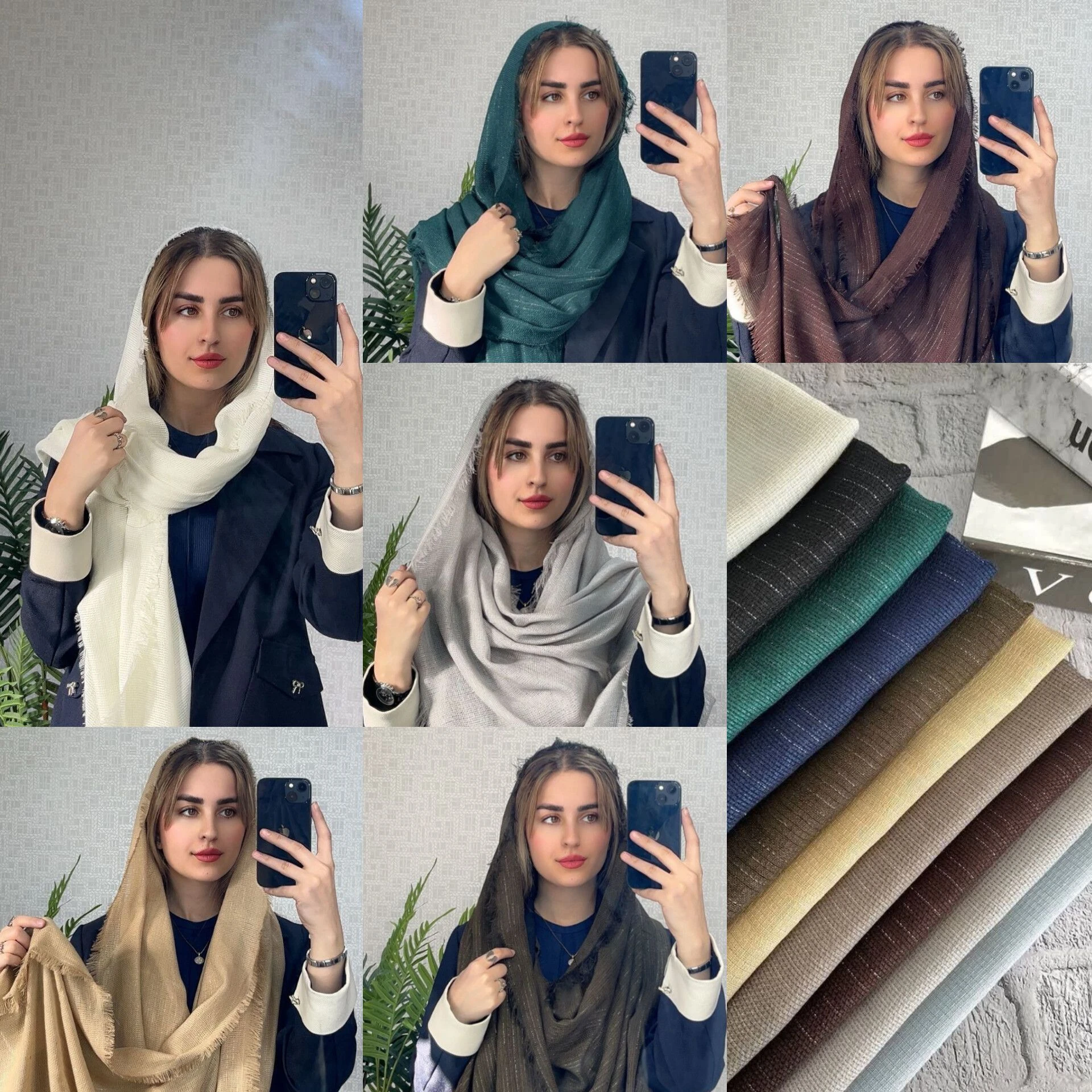 فروش عمده شال لمه نخی دورریش از تولیدی