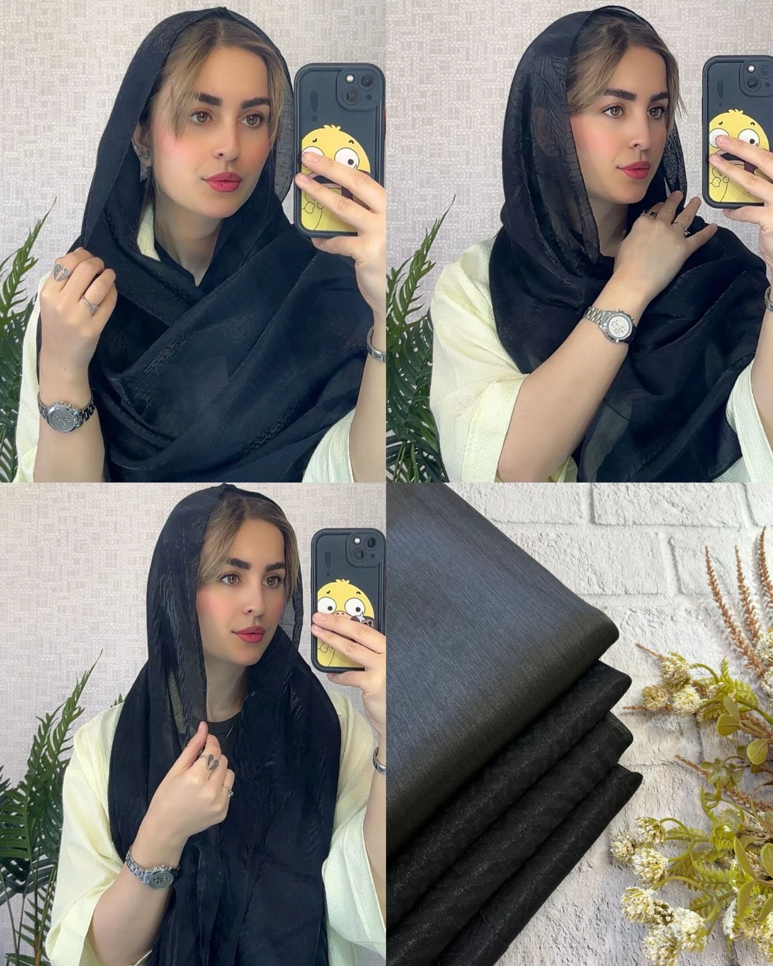 فروش عمده شال ژان ژان مشکی طرحدار
