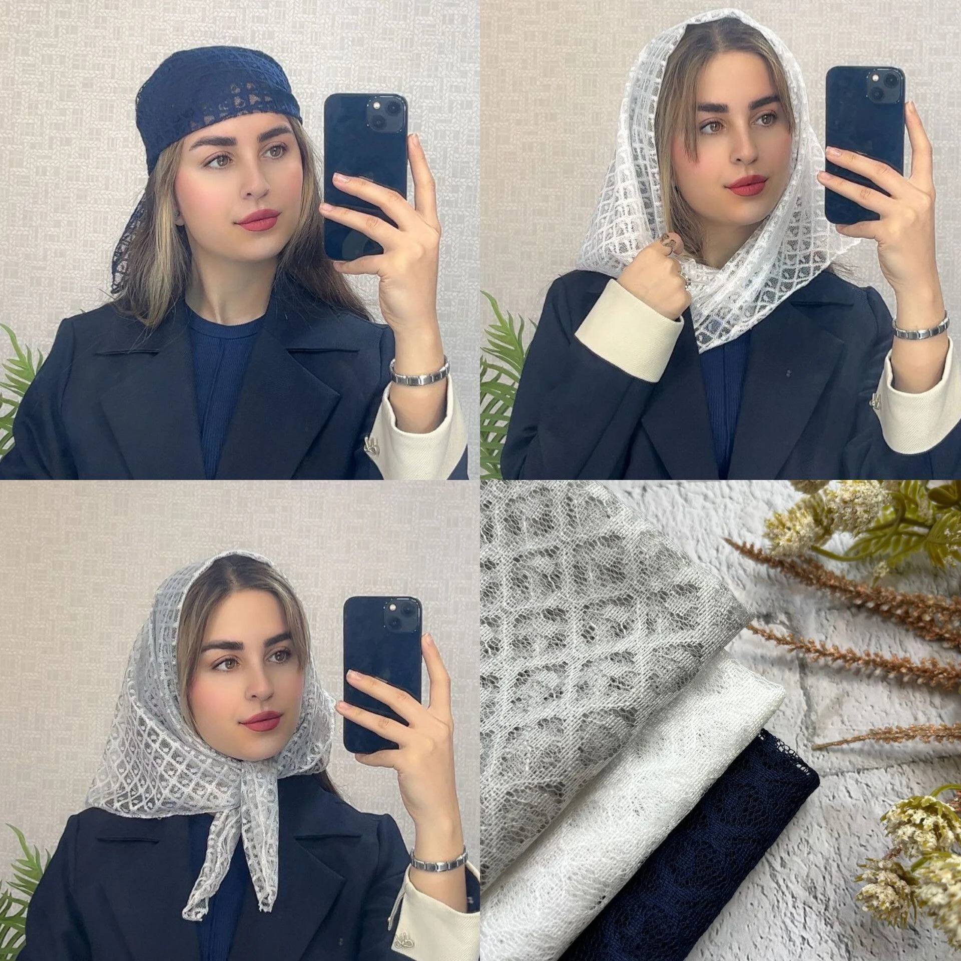 فروش عمده مینی اسکارف حریر سنگی از تولیدی