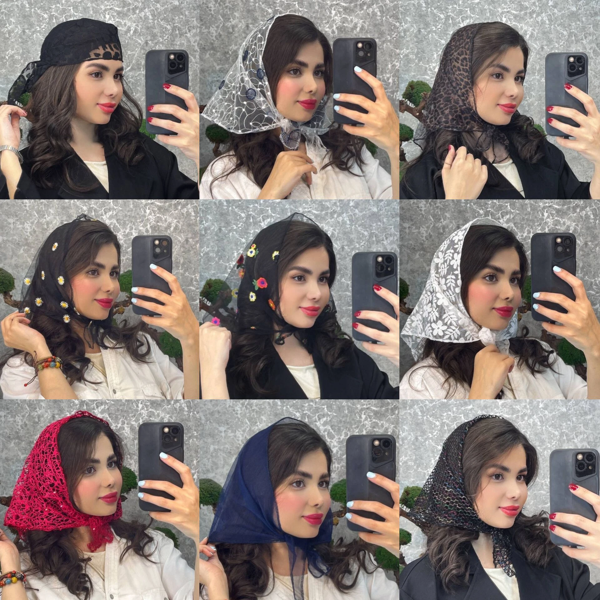 فروش عمده مینی اسکارف مختلط از تولیدی