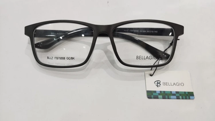 فریم طبی کائوچویی TR-90 برند BELLAGIO (بلاجیو) رنگ مشکی مات