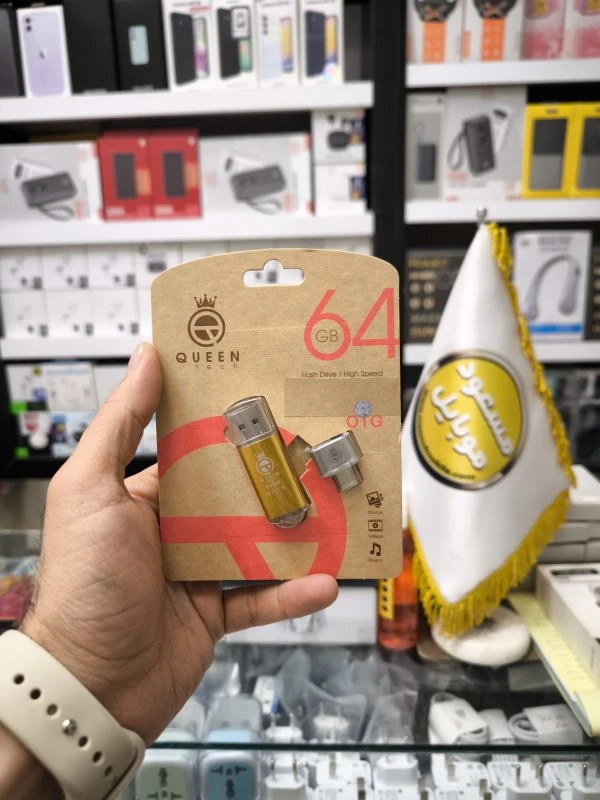 فلش مموری کوئین تک QUICK C-PLUS ظرفیت ۶۴ گیگابایت USB 2.0 با مبدل USB-C
