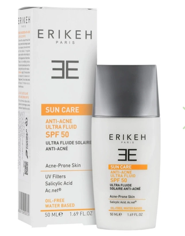فلوئید ضدآفتاب و ضد جوش اریکه بی رنگ SPF۵۰ حجم ۵۰میل