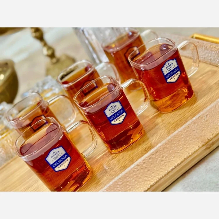 فنجان مربع پیرکس شفاف برند DELI(قیمت ویژه دوازده عددی)