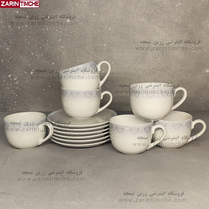 فنجان و نعلبکی چایخوری چینی زرین مدل ادلین